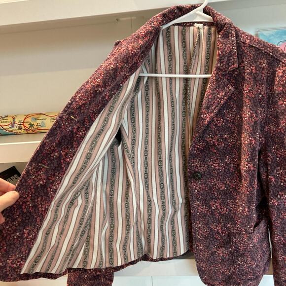 Vintage purplepink floral velvet blazer size S - Picture 2 of 5